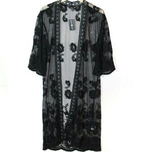 Black Lace duster, open front